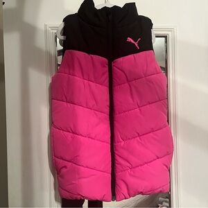 PUMA Toddler Small (7/8) Zip Pink/Black Puffer Vest